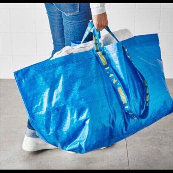 2 IKEA Bags Large Blue Reusable Shopping Bag Tote Laundry Moving Shopping NEW! - Picture 4 of 5